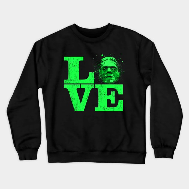 Love Halloween Frankenstein Creepy Monster Fun Gift Crewneck Sweatshirt by grendelfly73